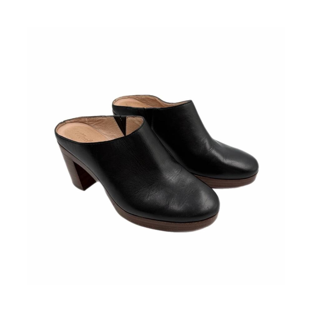 Madewell Black Daisy Platform Boho Heeled Retro Fall Hippie Chic Leather Mules